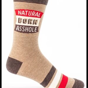 Blue Q Tan and Red Graphic Socks